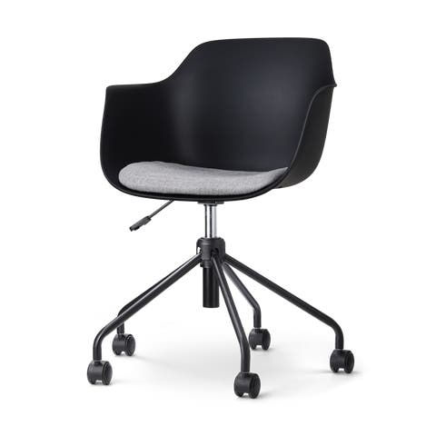 Nout-Liz bureaustoel zwart met lichtgrijs zitkussen - zwart onderstel