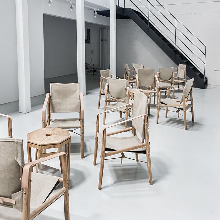 Nomad Chair - Bamboe stoel - Bekleding leer en canvas 