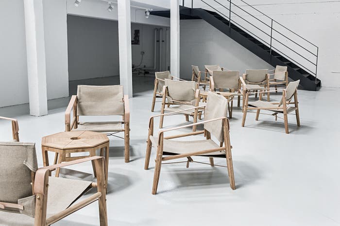 Nomad Chair - Bamboe stoel - Bekleding leer en canvas