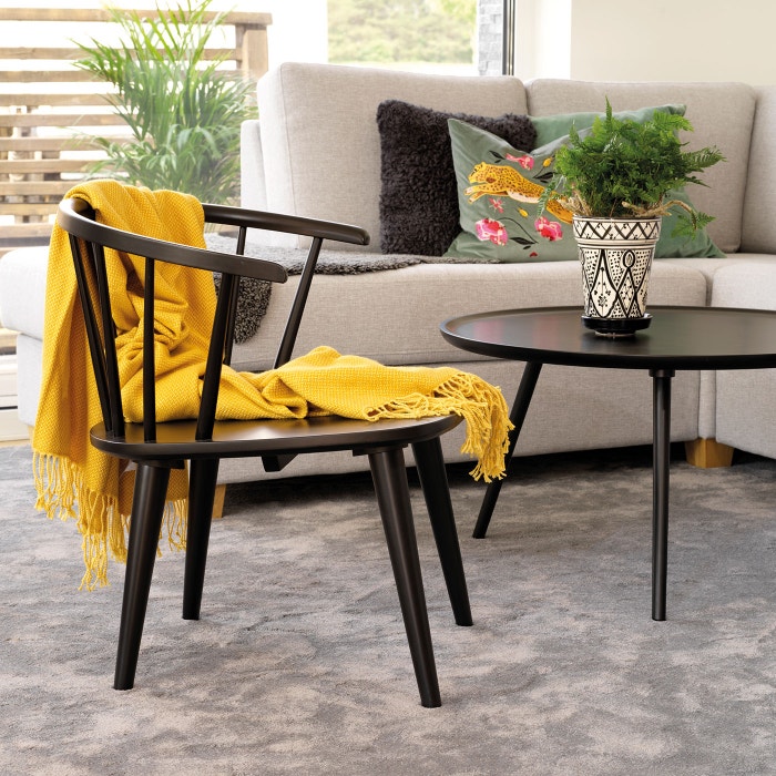Carmen houten lounge spijlenstoel zwart - loungechair