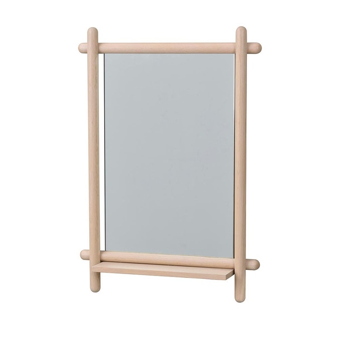Milford eikenhouten wandspiegel whitewash - 52 x 74 cm - hout - houten lijst - hal - slaapkamer - voor in de hal - aan de muur - scandinavisch