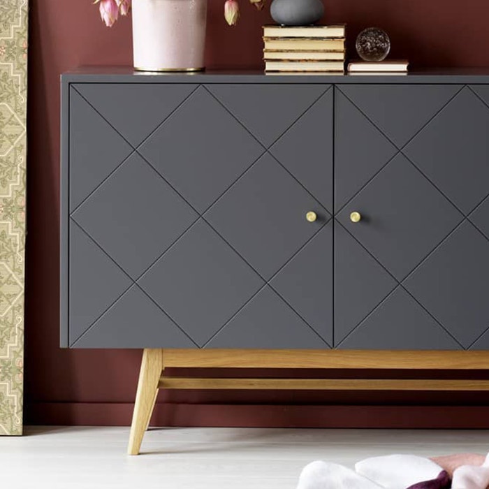 Rosswood houten sideboard donkergrijs - 169 x 87 cm - dressoir