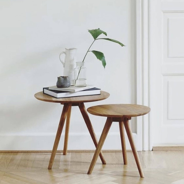 Yumi houten bijzettafels naturel - set van 2 - Ø 50 cm - tafeltje - bij bank - 2 bijzettafeltjes - hout rond - scandinavische