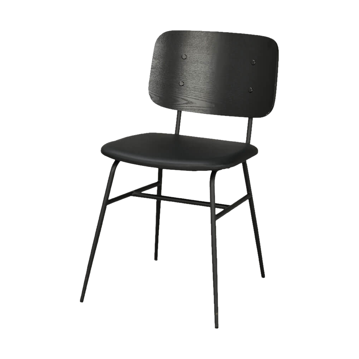 Brent eetkamerstoel zwart met leren zitting