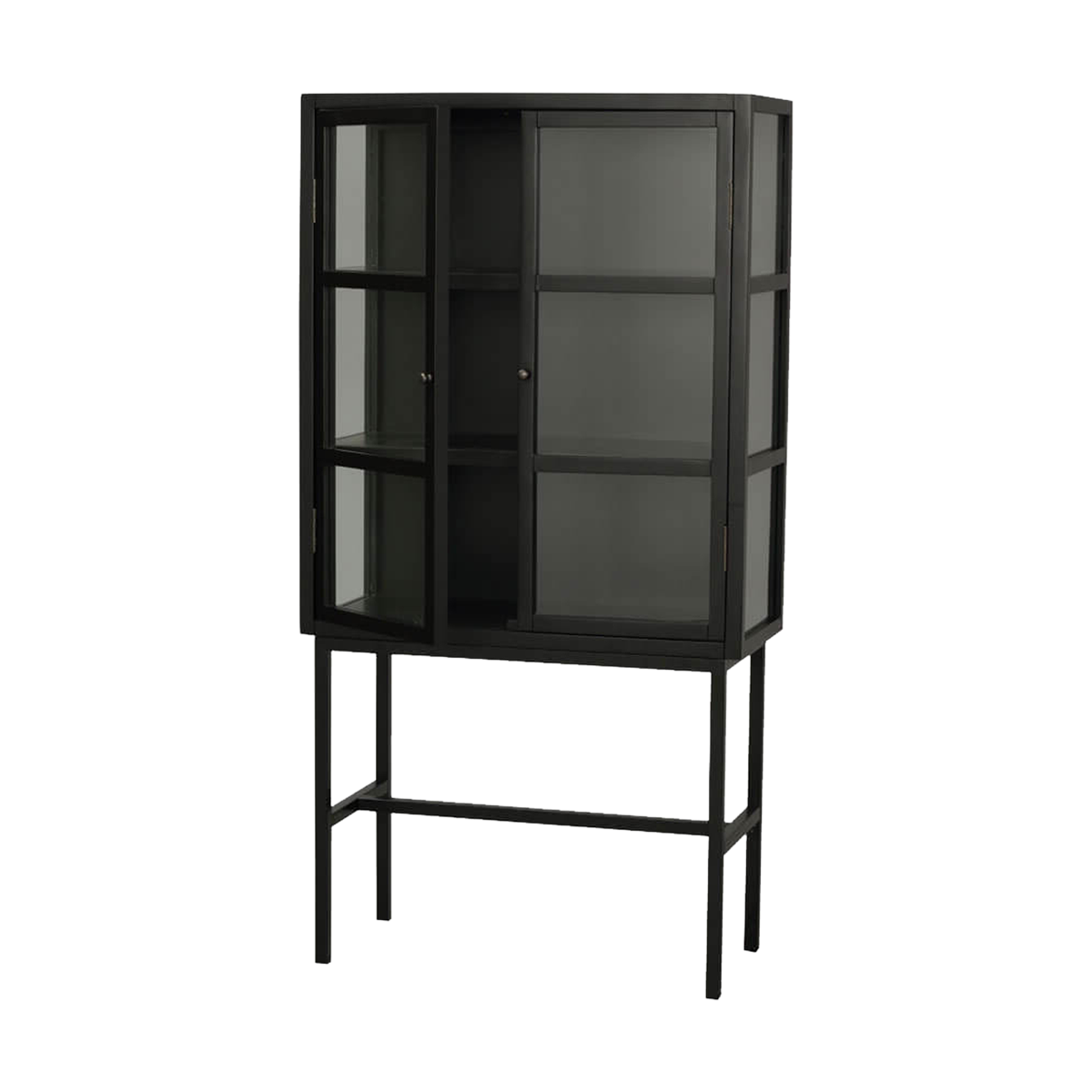 Marshall houten vitrinekast zwart - 85 x 160 cm