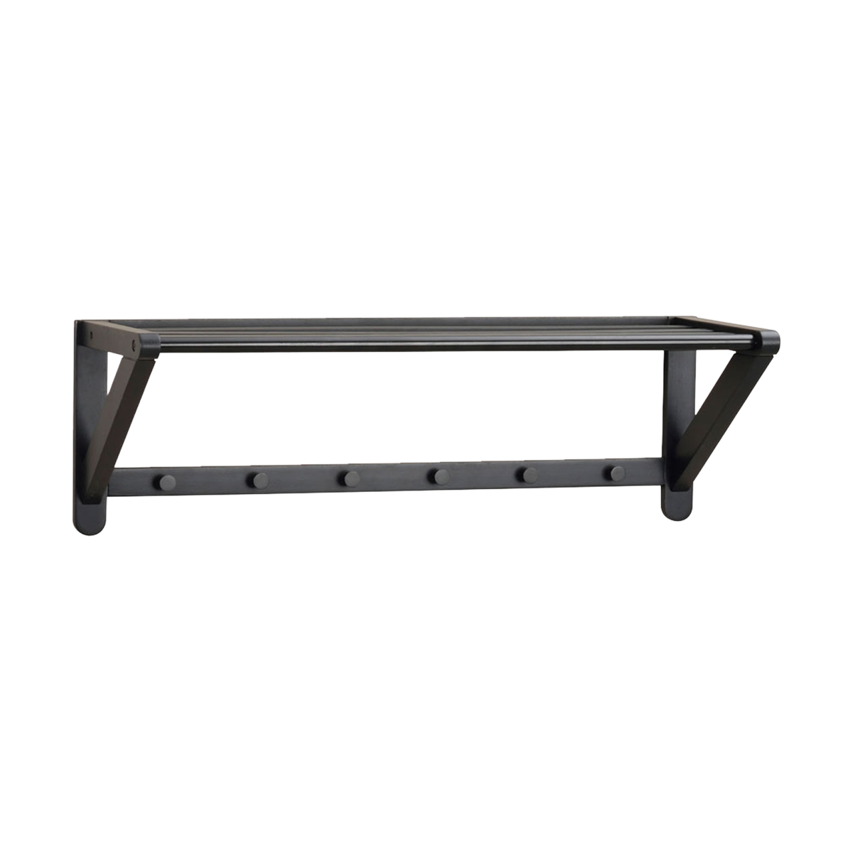Metro eikenhouten kapstok zwart - met hoedenplank - 80 cm