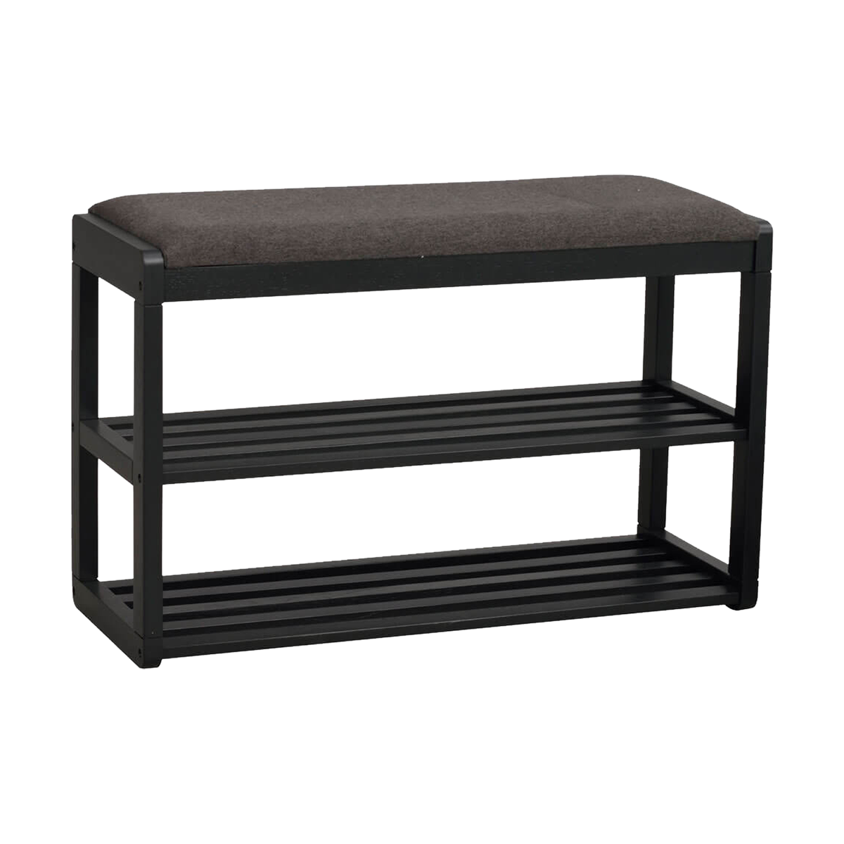 Metro eikenhouten schoenenrek zwart - met zitkussen - 80 x 30 cm