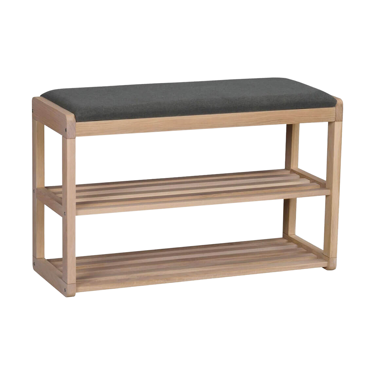 Metro eikenhouten schoenenrek naturel - met zitkussen - 80 x 30 cm