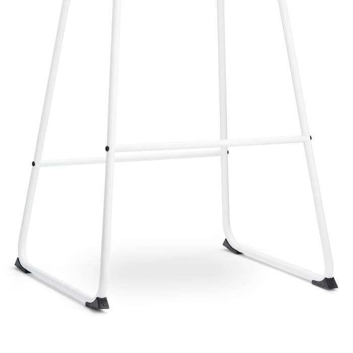 detail onderstel van Nino-Liv barkruk wit met okergeel zitkussen - wit onderstel - 65 cm