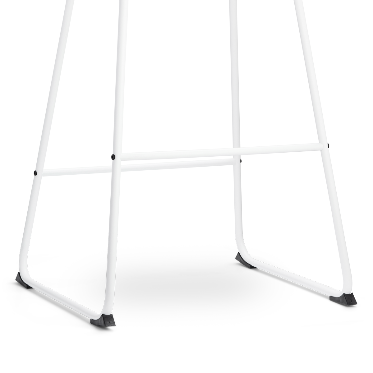 detail onderstel van Nino-Liv barkruk wit en okergeel zitkussen - wit onderstel - 75 cm