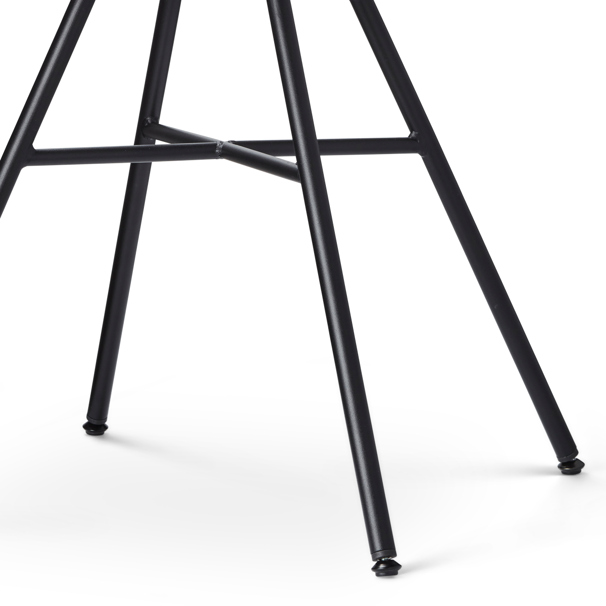 detail onderstel van de Noa-Liz eetkamerstoel zwart met mosgroen zitkussen - zwart onderstel