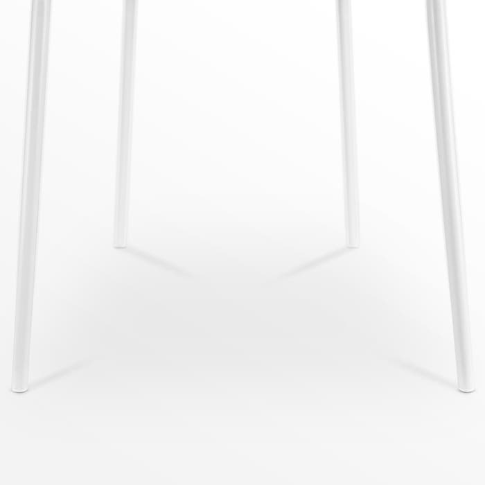 detail onderstel van Nora-Liv eetkamerstoel wit met beige zitkussen - wit onderstel