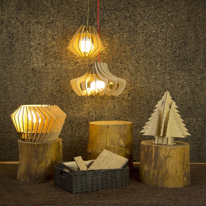 Spin M houten hanglamp medium - met koordset wit - Ø 37 cm 
