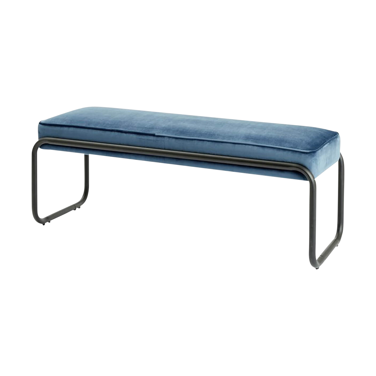 Stijn velvet bankje blauw - 110 x 37 cm