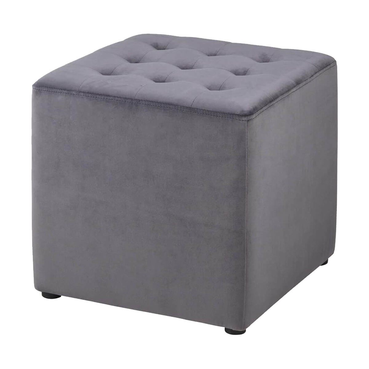 Dani velvet poef grijs - 38 x 38 cm