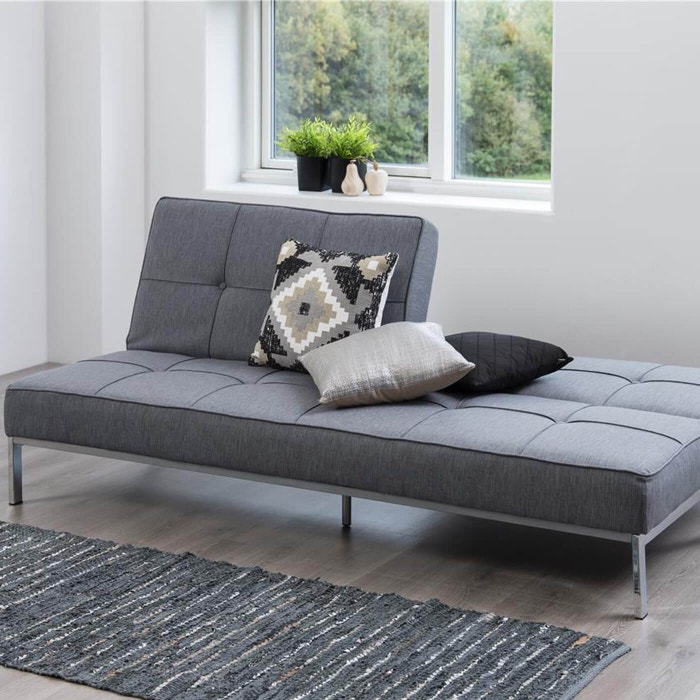 Mika slaapbank grijs - 198 x 95 cm - tweezitsbank - antraciet