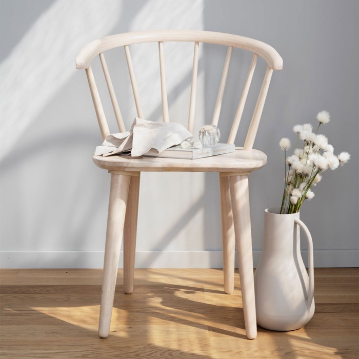 Carmen houten spijlenstoel whitewash - set van 2 - eetkamerstoel - hout - scandinavisch - zonder armleuning