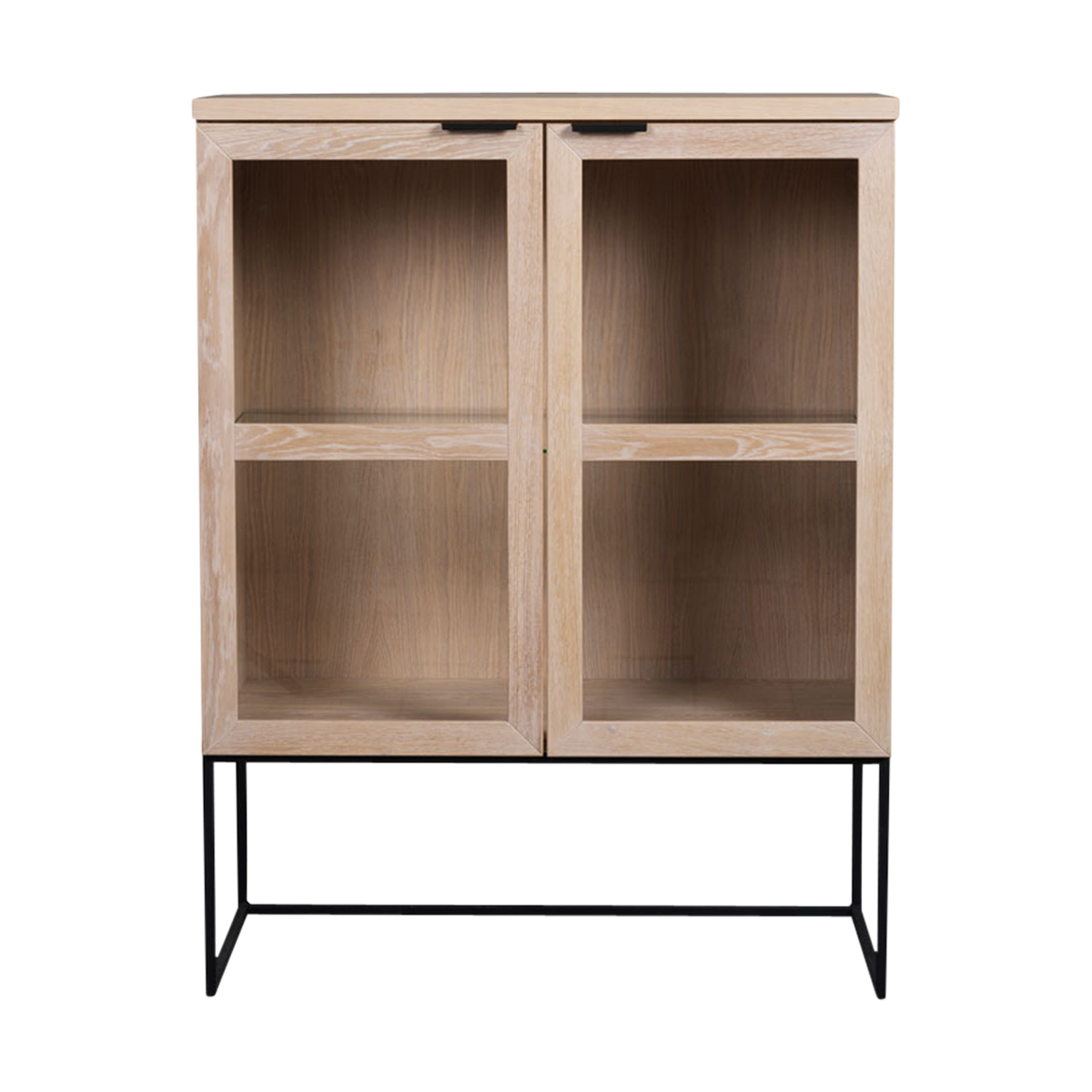 Everett houten vitrinekast whitewash - 95 x 125 cm