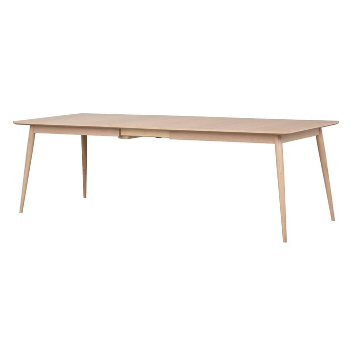 Dawsone uitschuifbare houten eettafel whitewash - 200 x 90 cm - eetkamertafel - achtpersoons - hout