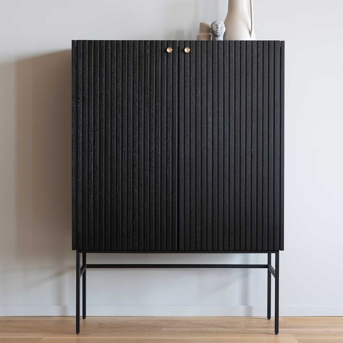 Halifax houten opbergkast zwart - 140 x 100 cm - kast - boekenkast - met deuren - scandinavisch