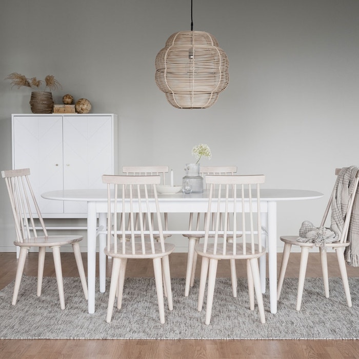 Uitverkoop oppervlakkig Lounge Akita ovale houten eettafel wit - 190 x 90 cm | Gewoonstijl