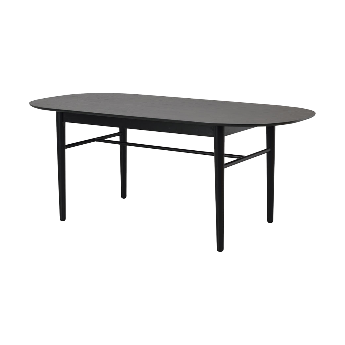 Akita ovale houten eettafel zwart - 190 x 90 cm