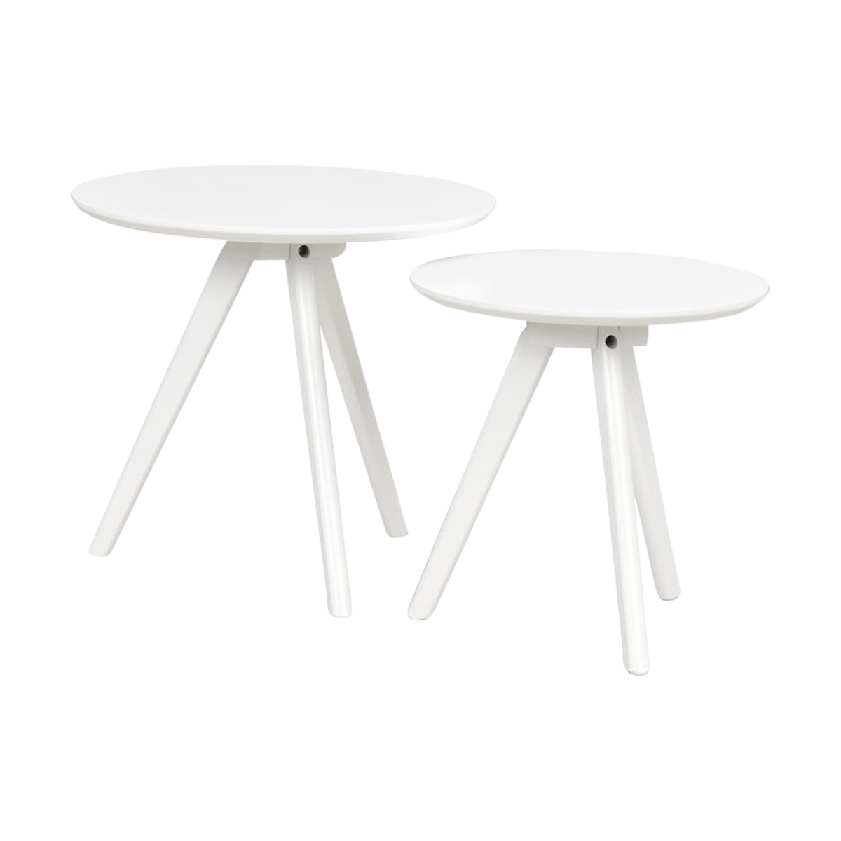 Yumi houten bijzettafels wit - set van 2 - Ø 50 cm