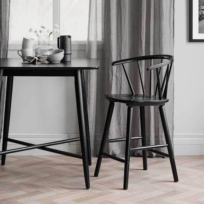 Lotta houten bartafel zwart - 90 x 91 cm - vierkante - hoge tafel