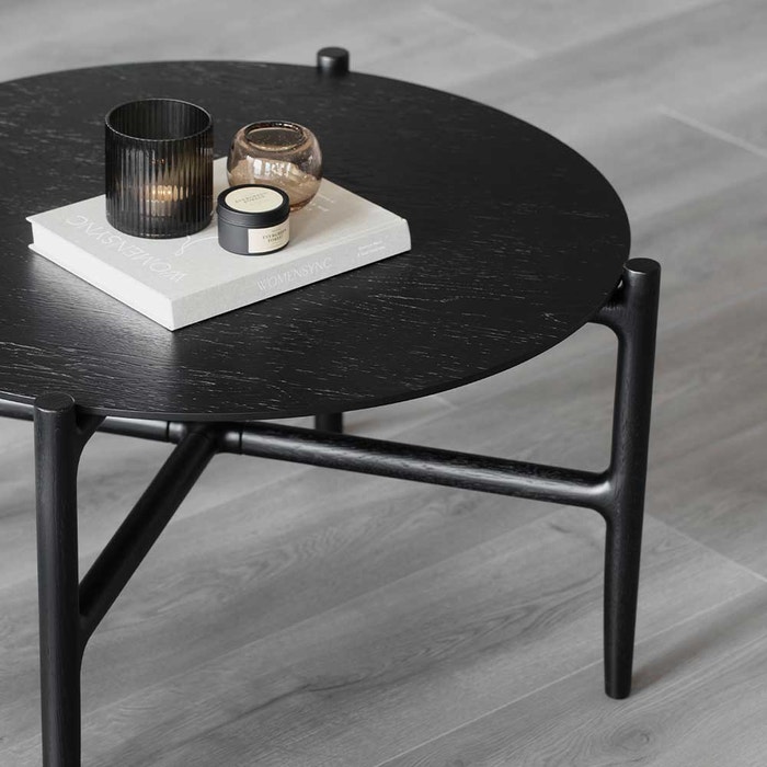 Holton houten salontafel zwart - Ø 62 cm - ronde - scandinavische