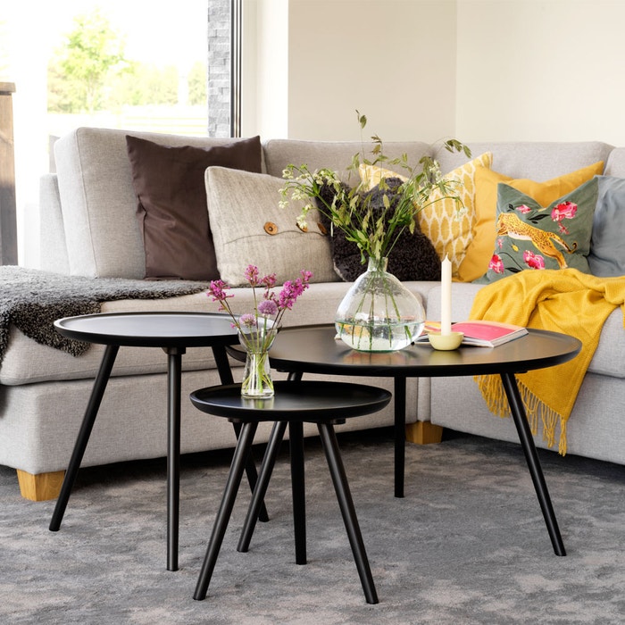 Daisy houten salontafel zwart - Ø 55 cm - koffietafel - moderne - laag - scandinavisch - woonkamer