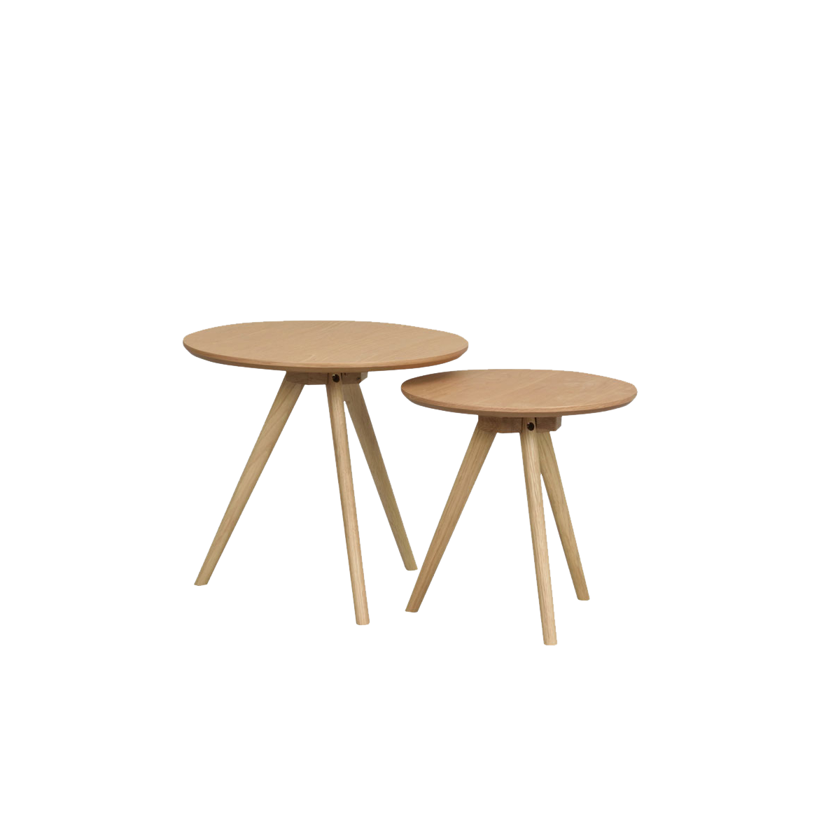 Yumi houten bijzettafels naturel - set van 2 - Ø 50 cm