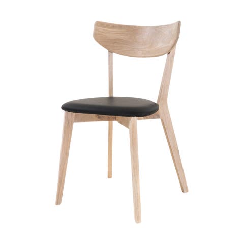 Ami eikenhouten eetkamerstoel whitewash - met zwart zitkussen