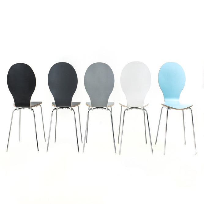 Fusion houten eetkamerstoel grijs - chroom onderstel - vlinderstoel - arne jacobsen - bente