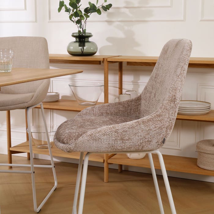 scandinavische hoge barkruk bruin - wit onderstel - 75 cm - Nino-Isa 