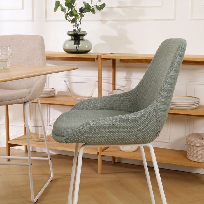 scandinavische barkruk voor een kookeiland voor een kookeiland groen - wit onderstel - 65 cm - Nino-Isa 