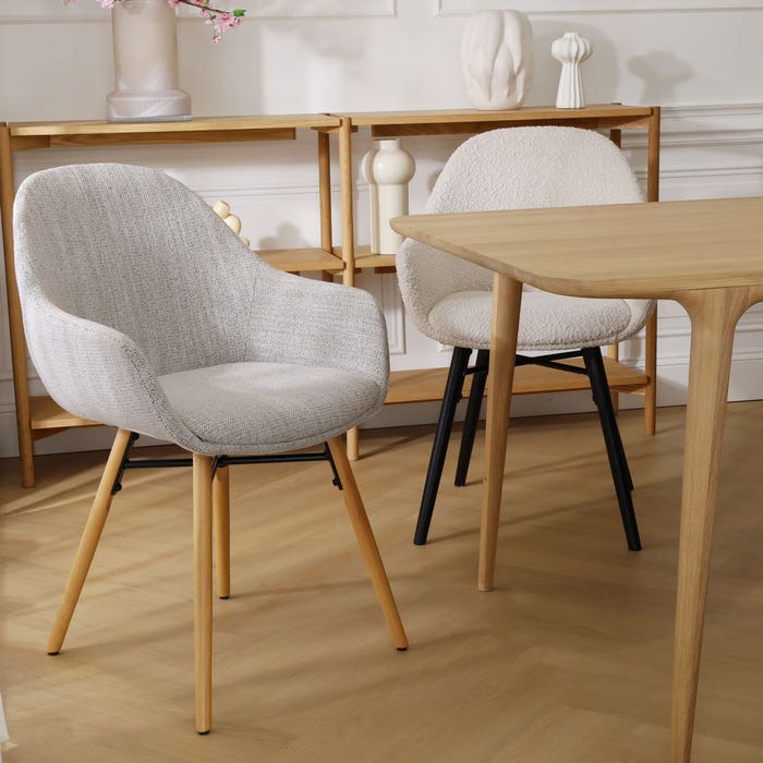 design eetkamerstoel beige gemêleerd - zwart onderstel Nena Mae