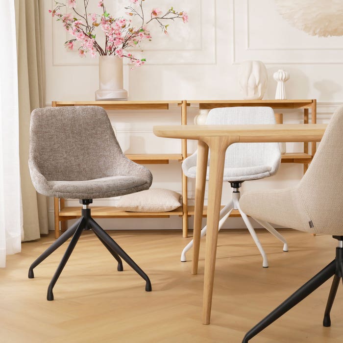 design draaibare eetkamerstoel bruin - wit onderstel Nola-Isa
