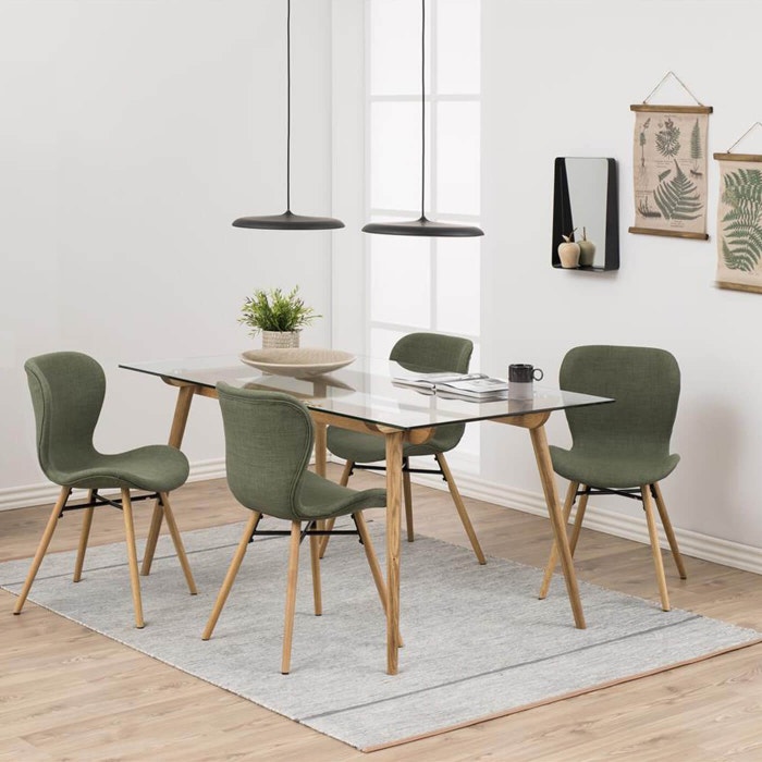 Fem gestoffeerde eetkamerstoel groen  - kuipstoelen