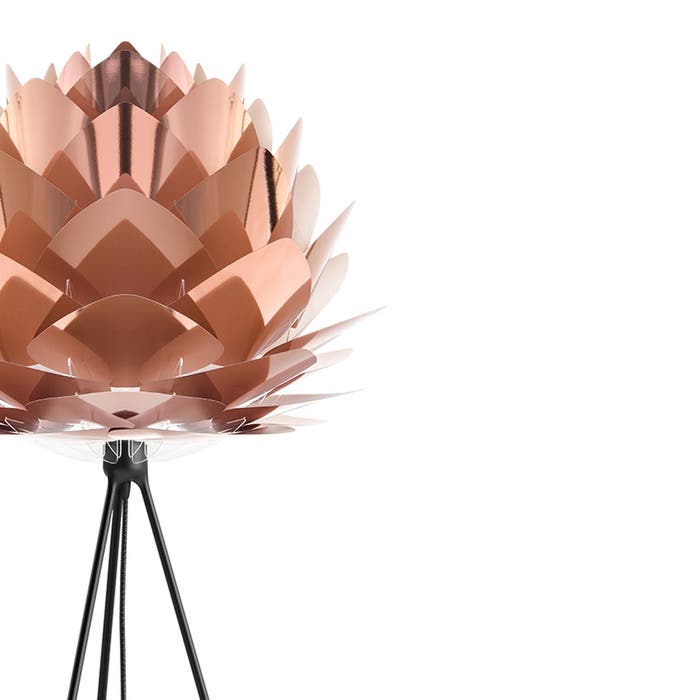 Silvia Medium vloerlamp copper - met tripod zwart - Ø 50 cm 