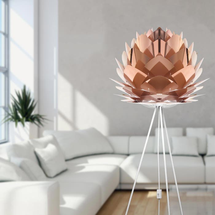 Silvia Medium vloerlamp copper - met tripod wit - Ø 50 cm 
