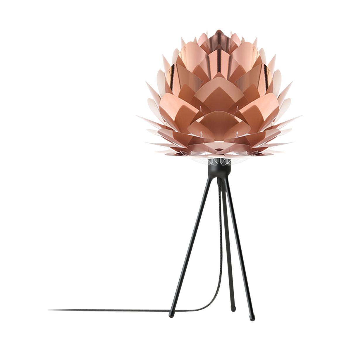 Silvia Mini tafellamp copper - met tripod zwart - Ø 32 cm