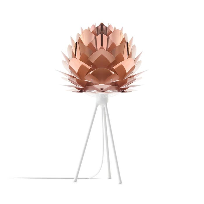 Silvia Mini tafellamp copper - met tripod wit - Ø 32 cm - koperen