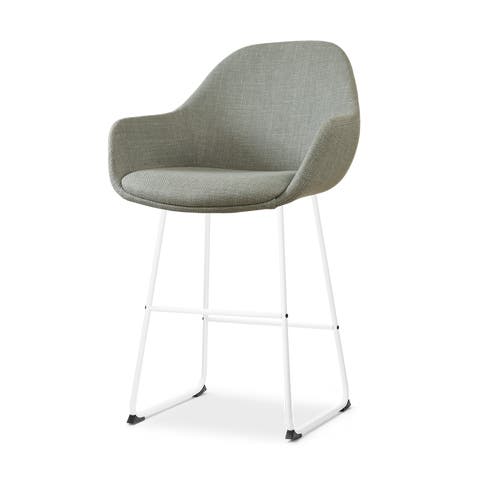 Nino-Mae barkruk saliegroen - wit onderstel - 65 cm