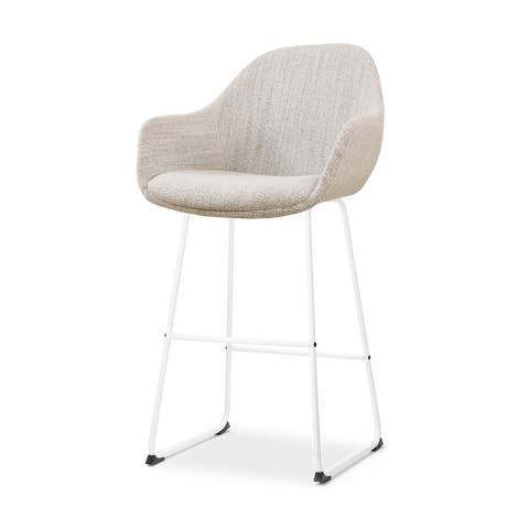 Nino-Mae barkruk beige gemêleerd - wit onderstel - 75 cm