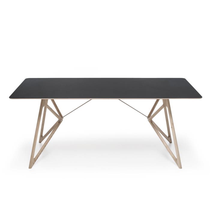 Tink table houten eettafel whitewash - met linoleum tafelblad nero - 240 x 90 cm - zwart - eetkamertafel - scandinavisch