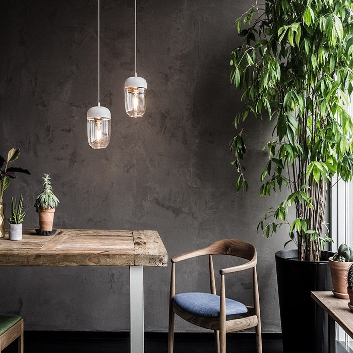 Acorn hanglamp wit met copper - met koordset wit - Ø 14 cm - koper - glas - scandinavische