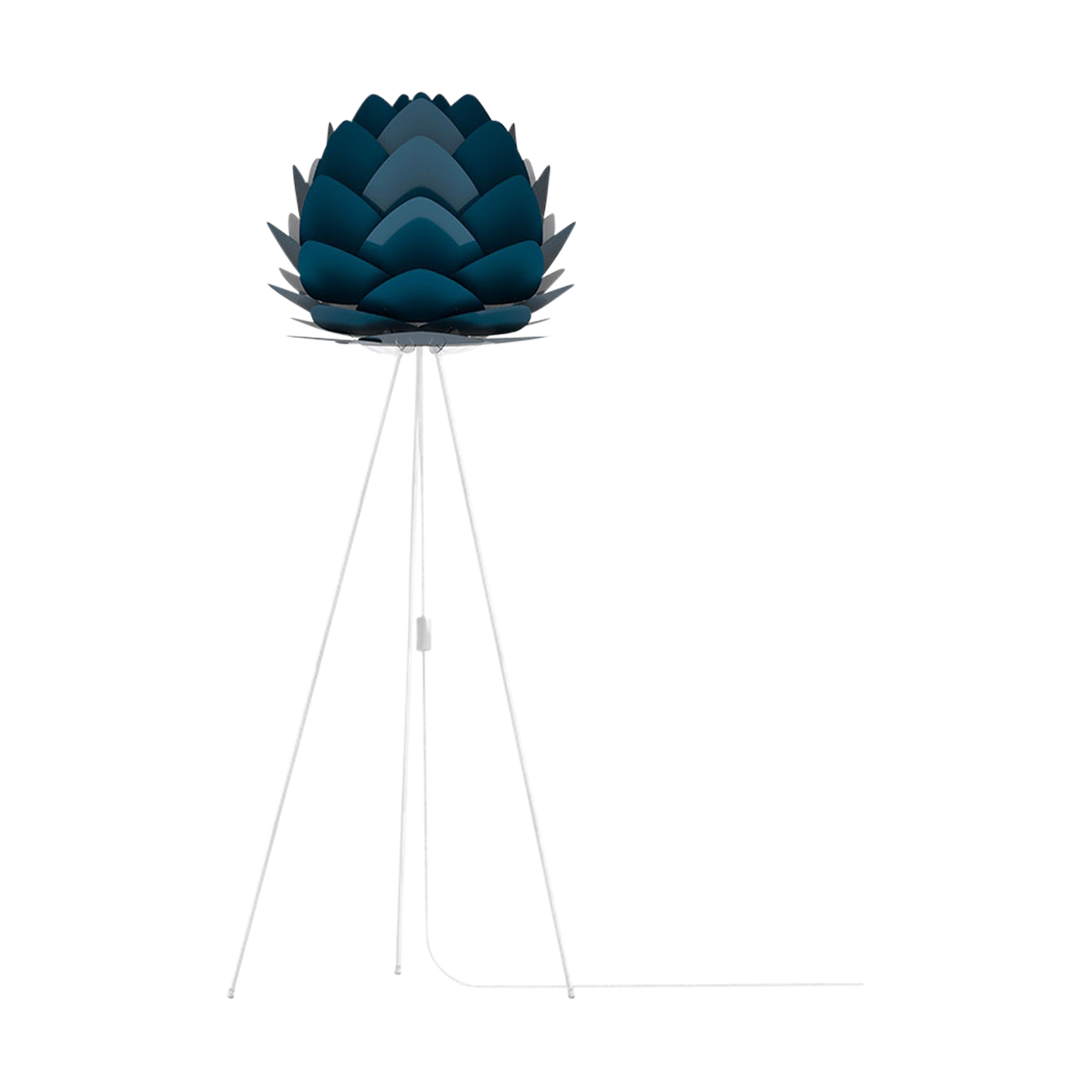 Aluvia Medium vloerlamp petrol blue - met tripod wit - Ø 59 cm