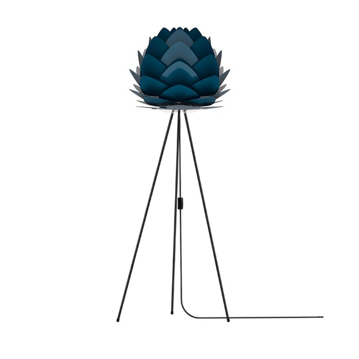 Aluvia Medium vloerlamp petrol blue - met tripod zwart - Ø 59 cm 