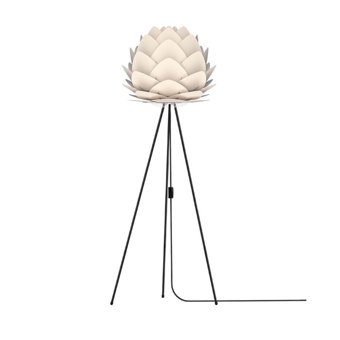 Aluvia Medium vloerlamp pearl white - met tripod zwart - Ø 59 cm 