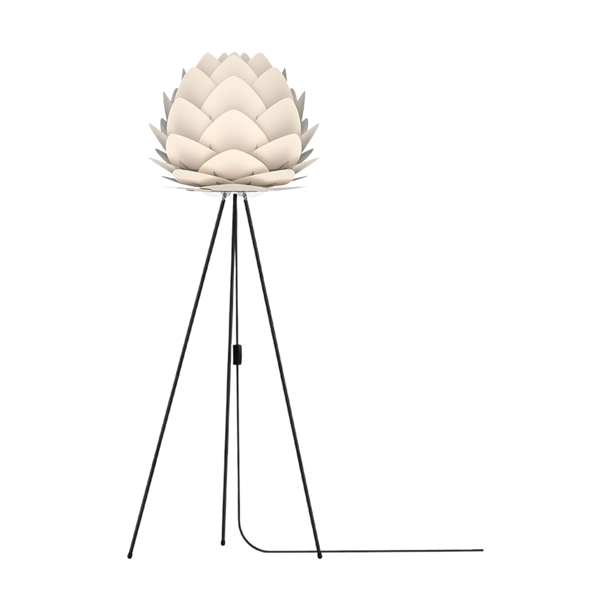 Aluvia Medium vloerlamp pearl white - met tripod zwart - Ø 59 cm
